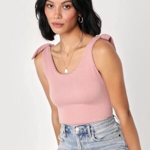 Lulu's Blush Pink Tie-strap Bodysuit Top Size S